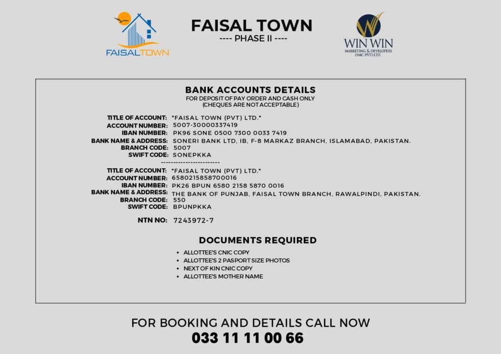 Faisal Town Phase 2 Account Details