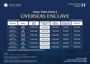 Faisal Town Phase 2 Overseas Enclave Payment Plan